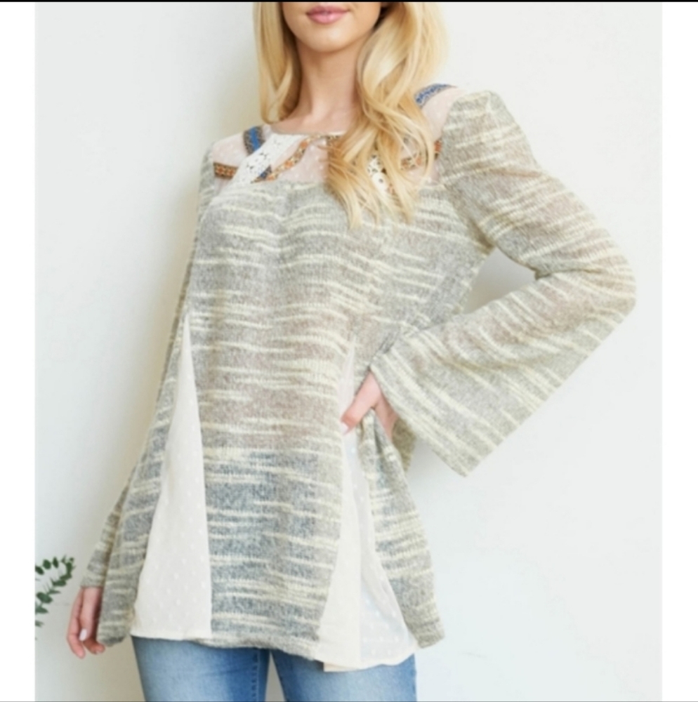 Knit Lace Yoke Top
